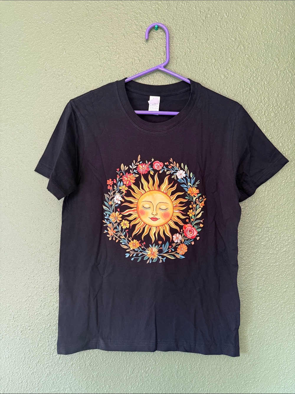 Black Sun Flower Graphic Tee - Women's Short Sleeve Top